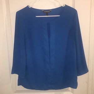 Three quarter length blue Express blouse